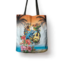 Cayman Islands Tote Bag Iguanas And Parrot Hisbius Flower - Wonder Print Shop