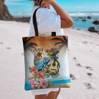 Cayman Islands Tote Bag Iguanas And Parrot Hisbius Flower - Wonder Print Shop