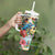 Cayman Islands Tumbler With Handle Iguanas And Parrot Hisbius Flower - Wonder Print Shop