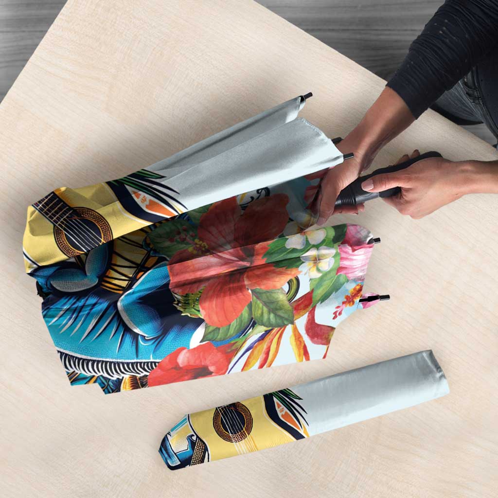 Cayman Islands Umbrella Iguanas And Parrot Hisbius Flower - Wonder Print Shop