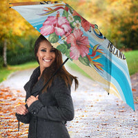 Cayman Islands Umbrella Iguanas And Parrot Hisbius Flower - Wonder Print Shop