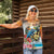 Cayman Islands Women Polo Shirt Iguanas And Parrot Hisbius Flower - Wonder Print Shop