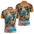 Cayman Islands Zipper Polo Shirt Iguanas And Parrot Hisbius Flower - Wonder Print Shop