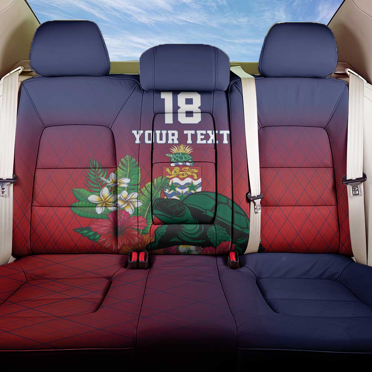 Custom Cayman Islands Back Car Seat Cover Green Turtle Sporty Style - Wonder Print Shop