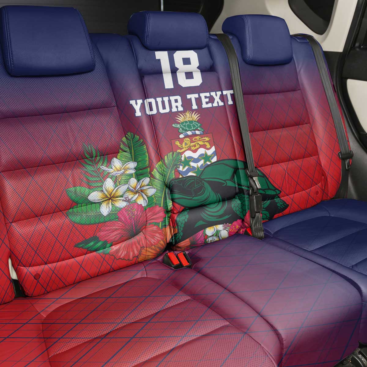 Custom Cayman Islands Back Car Seat Cover Green Turtle Sporty Style - Wonder Print Shop