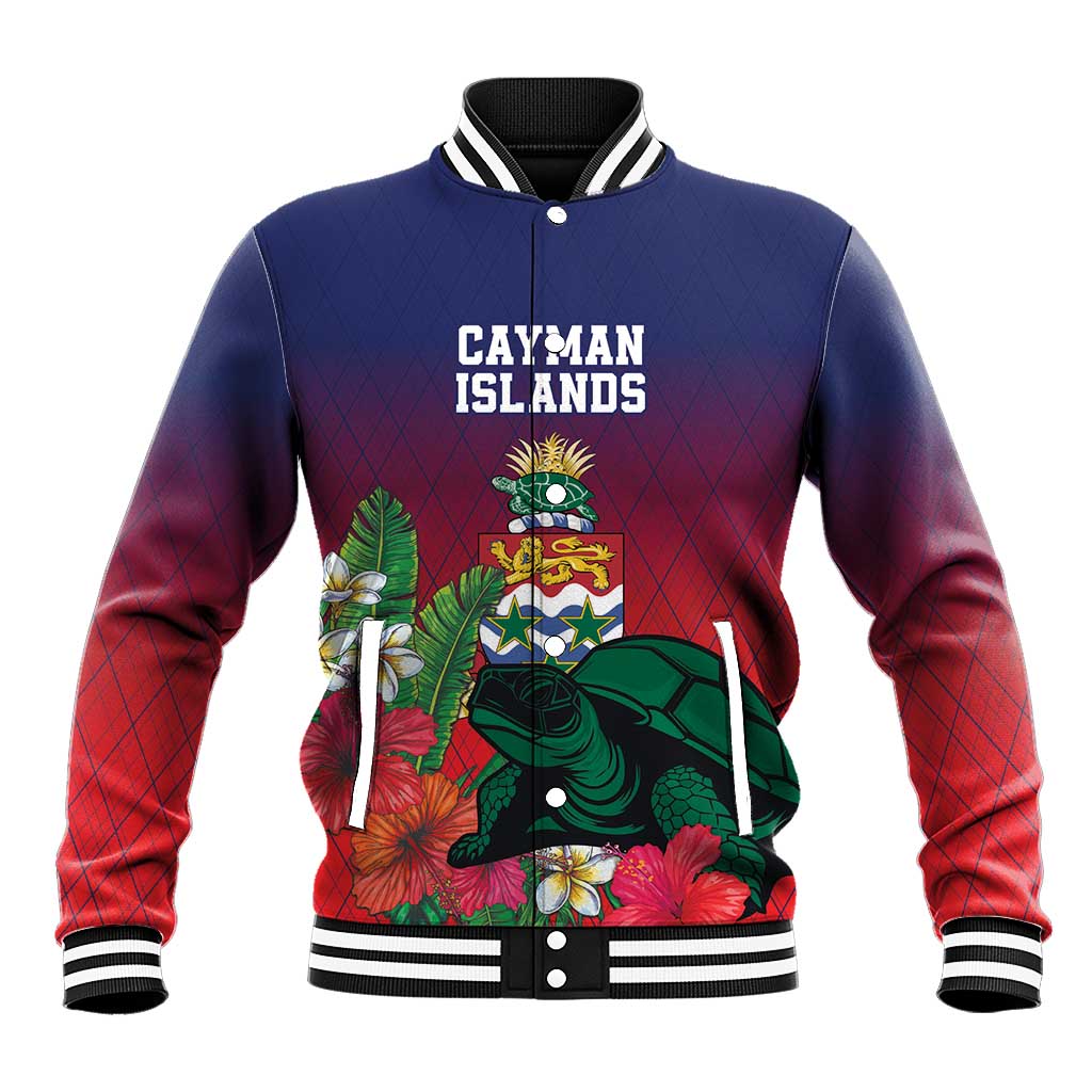 Custom Cayman Islands Baseball Jacket Green Turtle Sporty Style - Wonder Print Shop