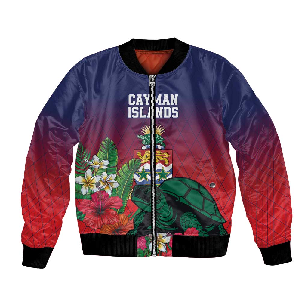 Custom Cayman Islands Bomber Jacket Green Turtle Sporty Style - Wonder Print Shop