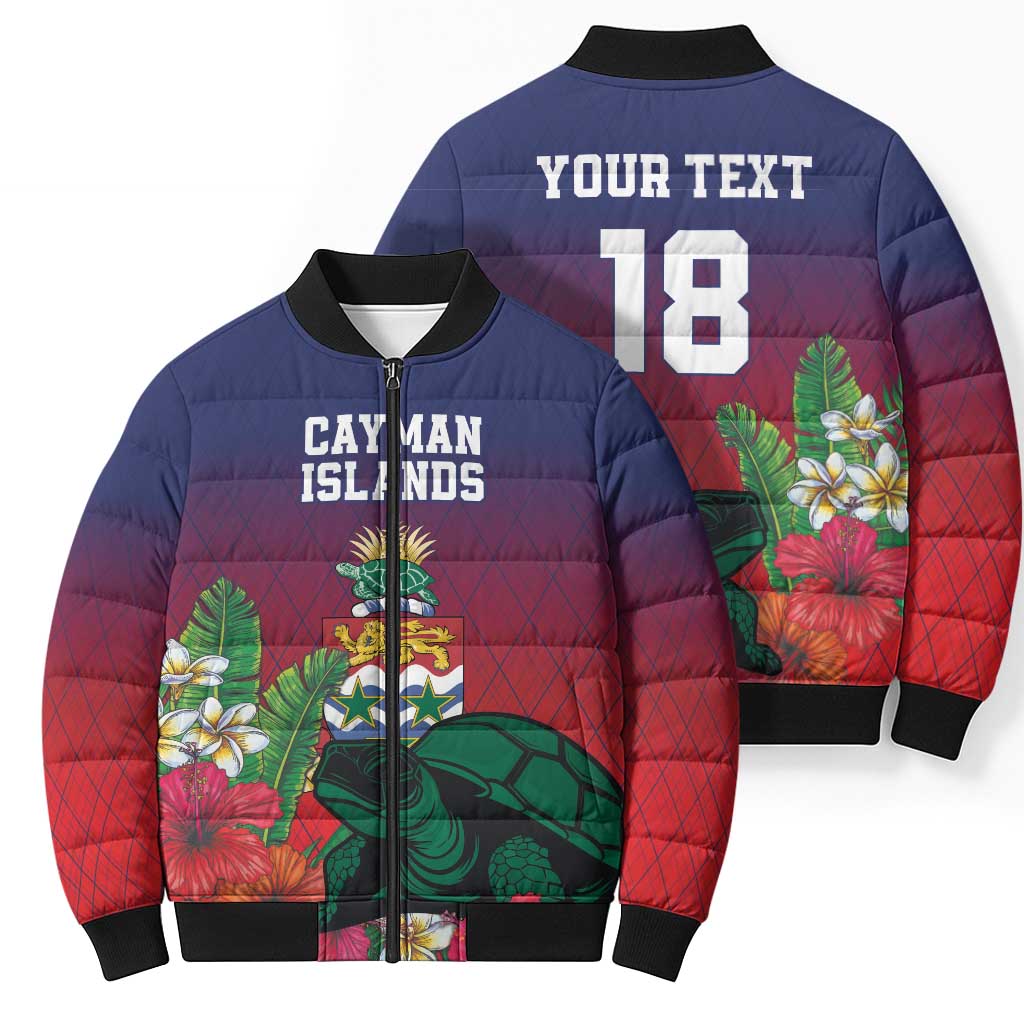 Custom Cayman Islands Bomber Puffer Jacket Green Turtle Sporty Style - Wonder Print Shop