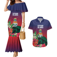Custom Cayman Islands Couples Matching Mermaid Dress and Hawaiian Shirt Green Turtle Sporty Style - Wonder Print Shop