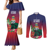 Custom Cayman Islands Couples Matching Mermaid Dress and Long Sleeve Button Shirt Green Turtle Sporty Style - Wonder Print Shop