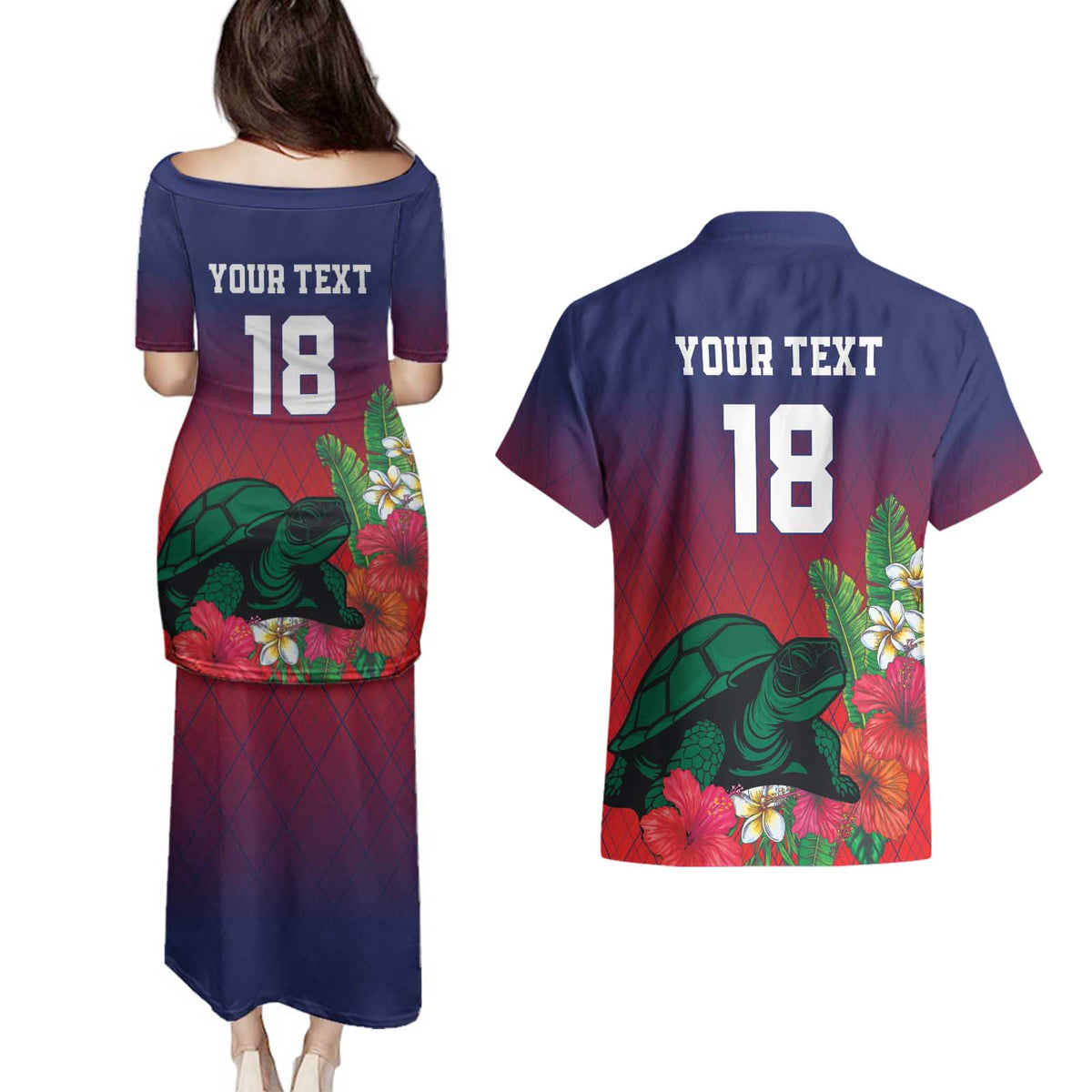 Custom Cayman Islands Couples Matching Puletasi and Hawaiian Shirt Green Turtle Sporty Style - Wonder Print Shop