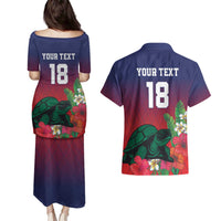 Custom Cayman Islands Couples Matching Puletasi and Hawaiian Shirt Green Turtle Sporty Style - Wonder Print Shop