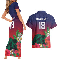 Custom Cayman Islands Couples Matching Short Sleeve Bodycon Dress and Hawaiian Shirt Green Turtle Sporty Style - Wonder Print Shop