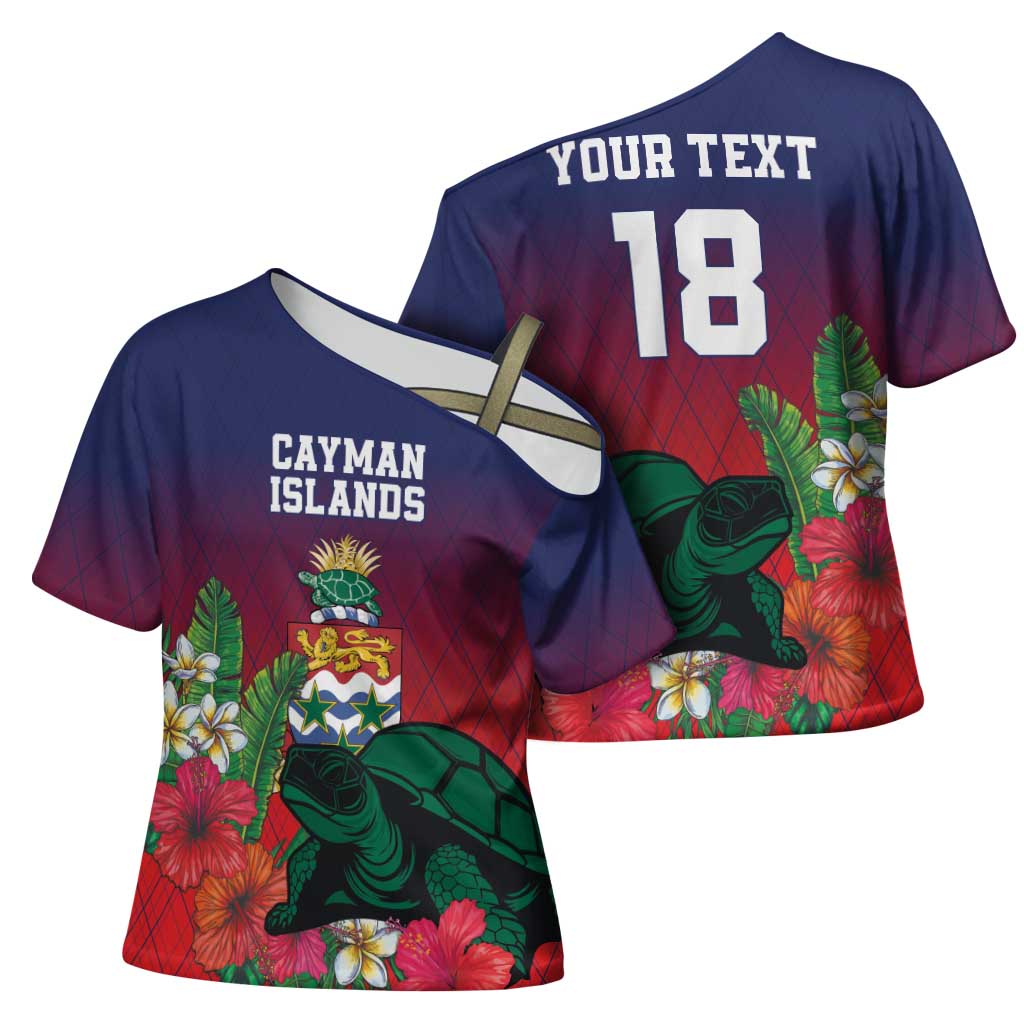 Custom Cayman Islands Cross Shoulder Shirt Green Turtle Sporty Style - Wonder Print Shop