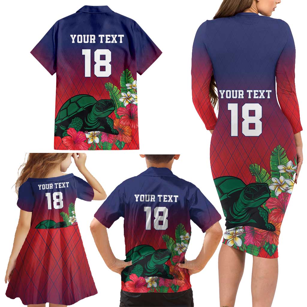 Custom Cayman Islands Family Matching Long Sleeve Bodycon Dress and Hawaiian Shirt Green Turtle Sporty Style - Wonder Print Shop