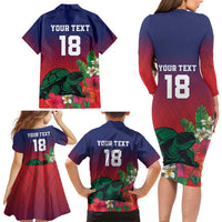 Custom Cayman Islands Family Matching Long Sleeve Bodycon Dress and Hawaiian Shirt Green Turtle Sporty Style - Wonder Print Shop