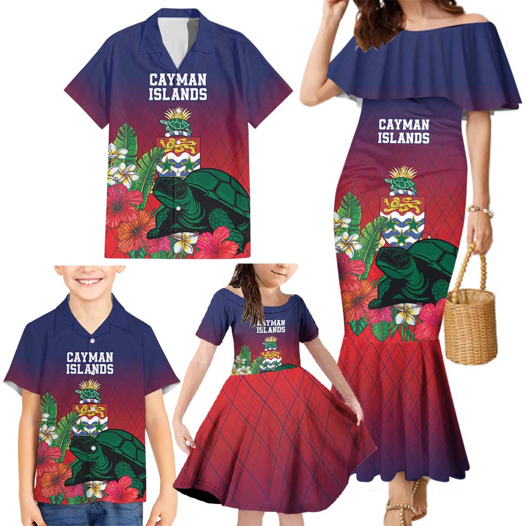 Custom Cayman Islands Family Matching Mermaid Dress and Hawaiian Shirt Green Turtle Sporty Style - Wonder Print Shop