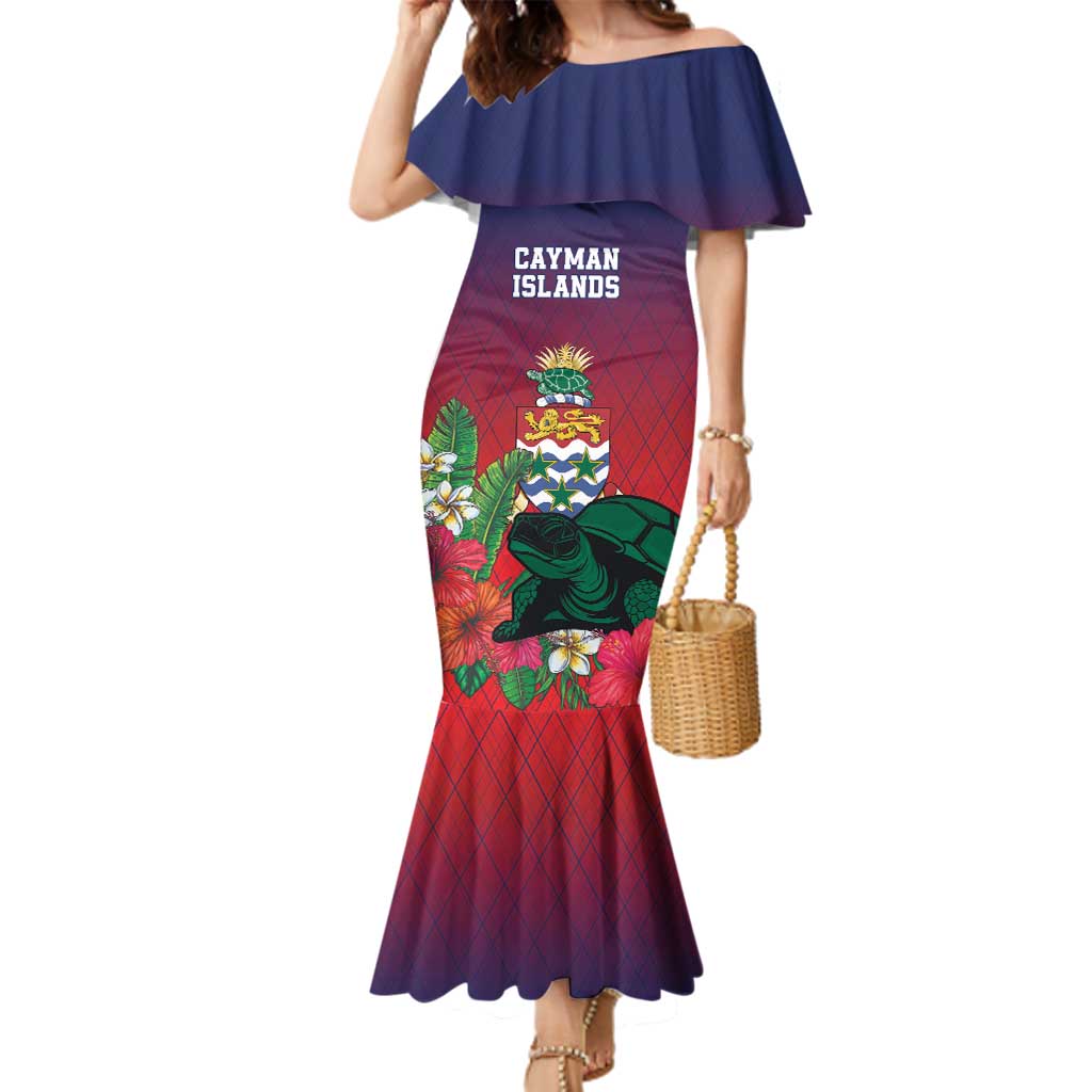 Custom Cayman Islands Family Matching Mermaid Dress and Hawaiian Shirt Green Turtle Sporty Style - Wonder Print Shop