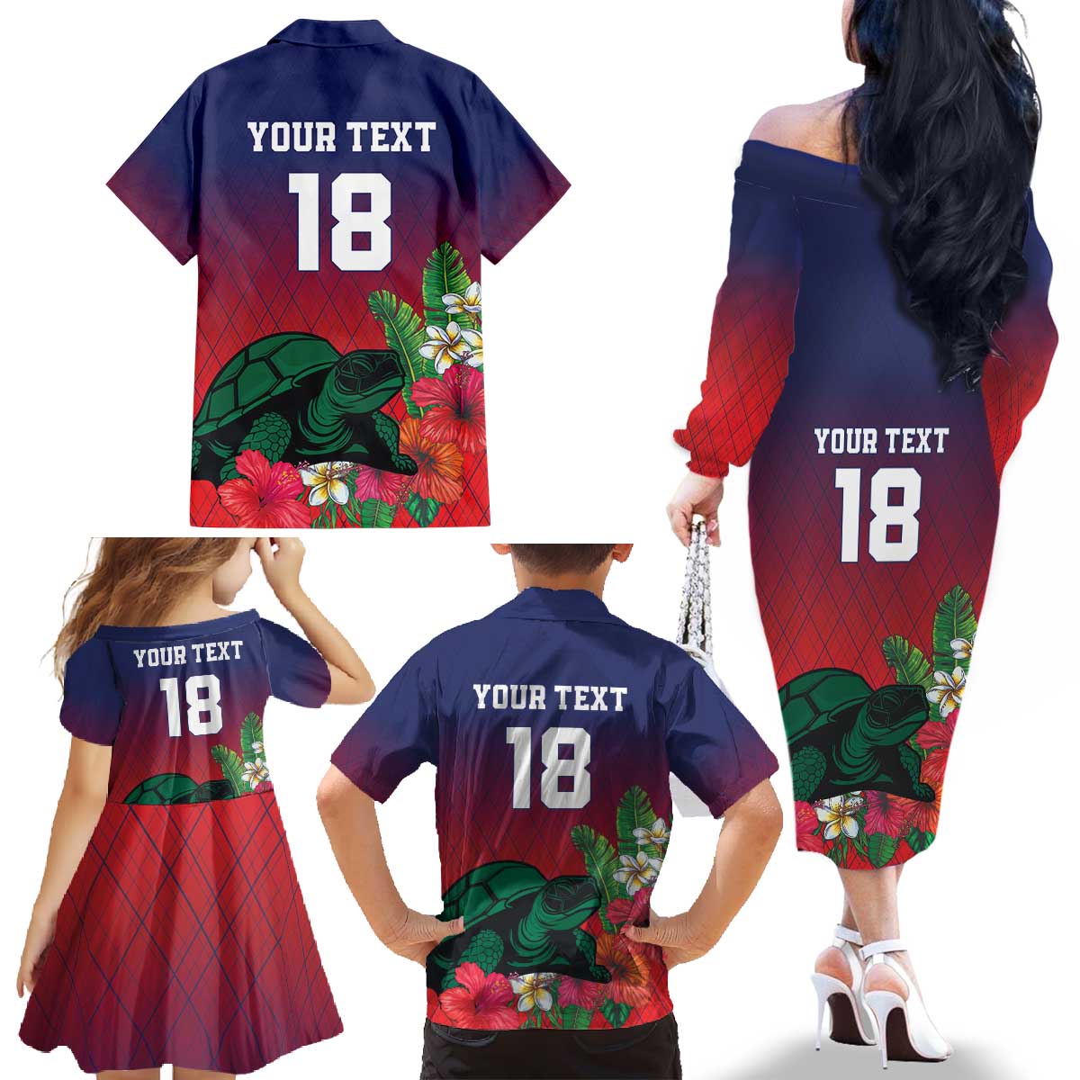 Custom Cayman Islands Family Matching Off The Shoulder Long Sleeve Dress and Hawaiian Shirt Green Turtle Sporty Style - Wonder Print Shop
