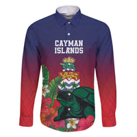 Custom Cayman Islands Family Matching Off The Shoulder Long Sleeve Dress and Hawaiian Shirt Green Turtle Sporty Style - Wonder Print Shop