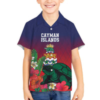 Custom Cayman Islands Family Matching Off The Shoulder Long Sleeve Dress and Hawaiian Shirt Green Turtle Sporty Style - Wonder Print Shop