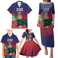 Custom Cayman Islands Family Matching Puletasi and Hawaiian Shirt Green Turtle Sporty Style - Wonder Print Shop