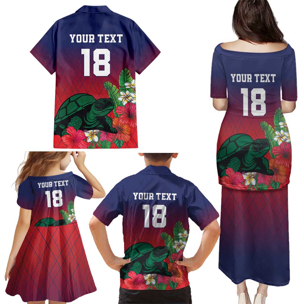 Custom Cayman Islands Family Matching Puletasi and Hawaiian Shirt Green Turtle Sporty Style - Wonder Print Shop