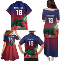 Custom Cayman Islands Family Matching Puletasi and Hawaiian Shirt Green Turtle Sporty Style - Wonder Print Shop