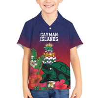 Custom Cayman Islands Family Matching Short Sleeve Bodycon Dress and Hawaiian Shirt Green Turtle Sporty Style - Wonder Print Shop