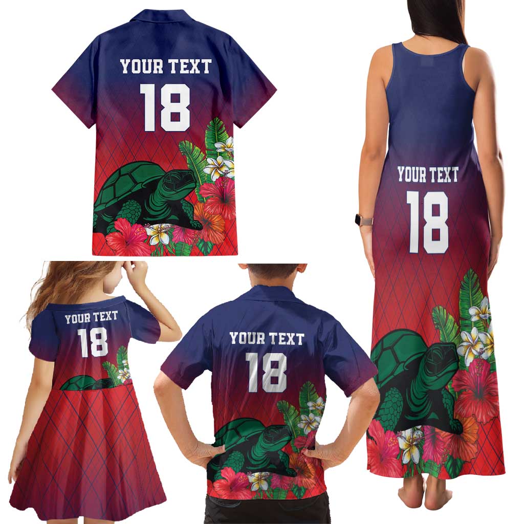 Custom Cayman Islands Family Matching Tank Maxi Dress and Hawaiian Shirt Green Turtle Sporty Style - Wonder Print Shop