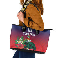 Custom Cayman Islands Leather Tote Bag Green Turtle Sporty Style - Wonder Print Shop