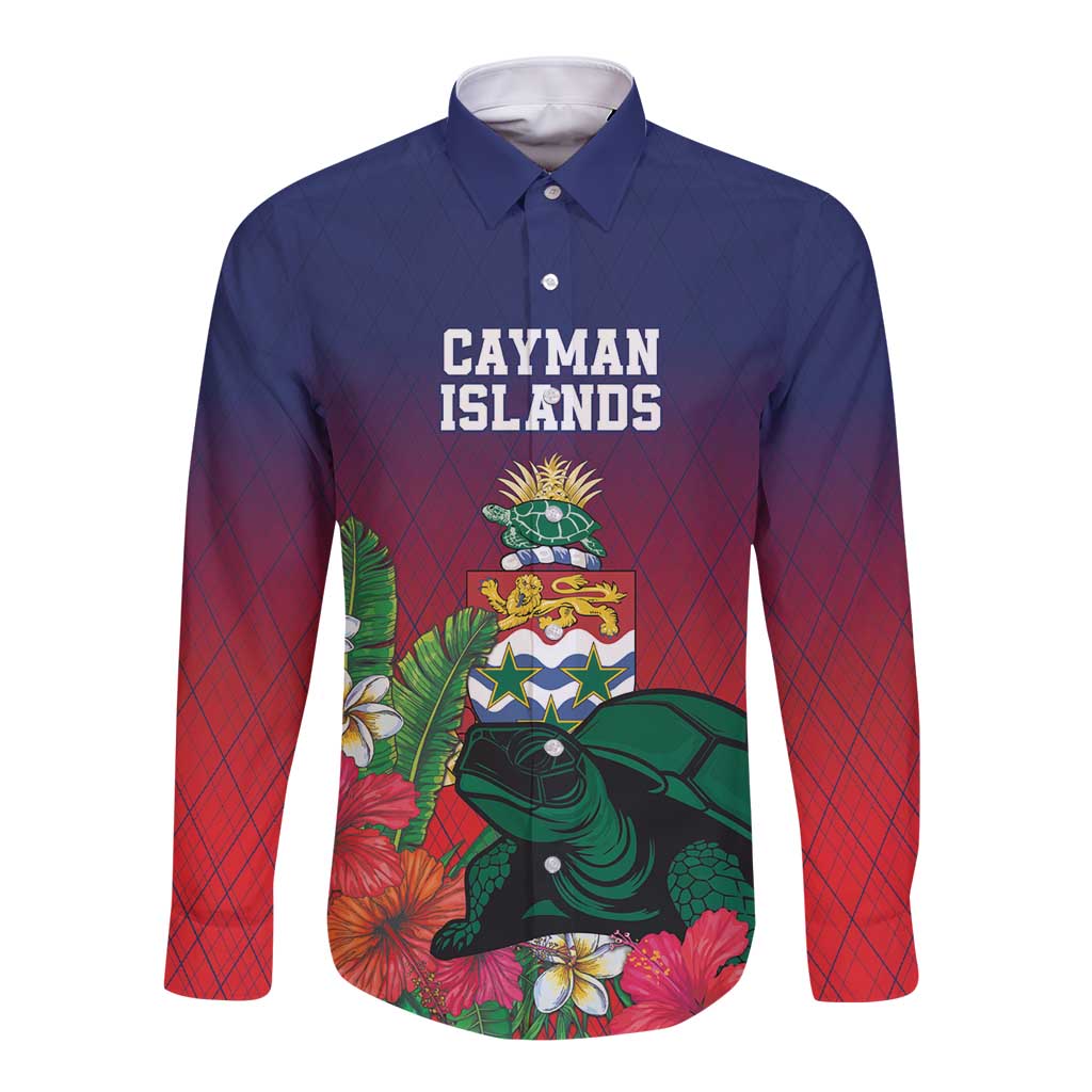 Custom Cayman Islands Long Sleeve Button Shirt Green Turtle Sporty Style - Wonder Print Shop