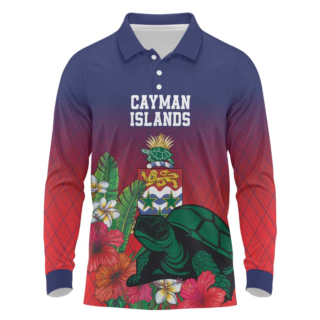Custom Cayman Islands Long Sleeve Polo Shirt Green Turtle Sporty Style - Wonder Print Shop