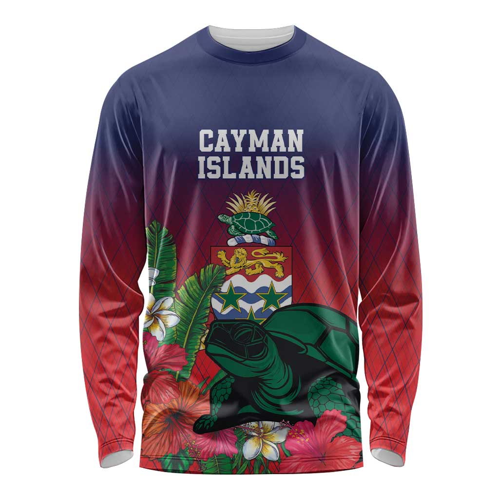 Custom Cayman Islands Long Sleeve Shirt Green Turtle Sporty Style - Wonder Print Shop
