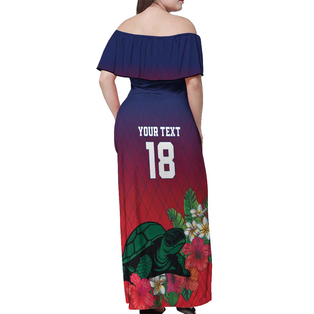 Custom Cayman Islands Off Shoulder Maxi Dress Green Turtle Sporty Style - Wonder Print Shop