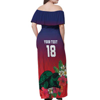 Custom Cayman Islands Off Shoulder Maxi Dress Green Turtle Sporty Style - Wonder Print Shop