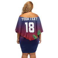 Custom Cayman Islands Off Shoulder Short Dress Green Turtle Sporty Style - Wonder Print Shop