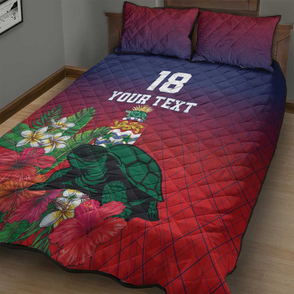 Custom Cayman Islands Quilt Bed Set Green Turtle Sporty Style - Wonder Print Shop