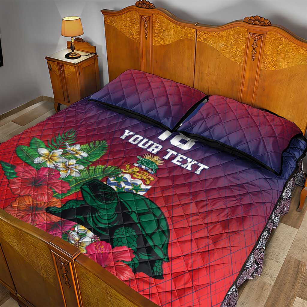 Custom Cayman Islands Quilt Bed Set Green Turtle Sporty Style - Wonder Print Shop