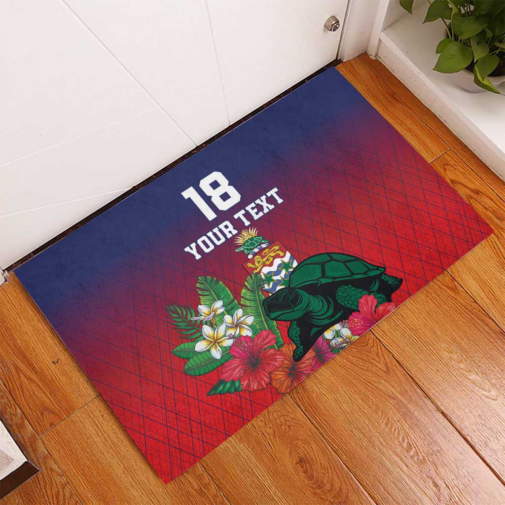 Custom Cayman Islands Rubber Doormat Green Turtle Sporty Style - Wonder Print Shop