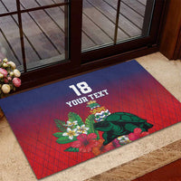 Custom Cayman Islands Rubber Doormat Green Turtle Sporty Style - Wonder Print Shop