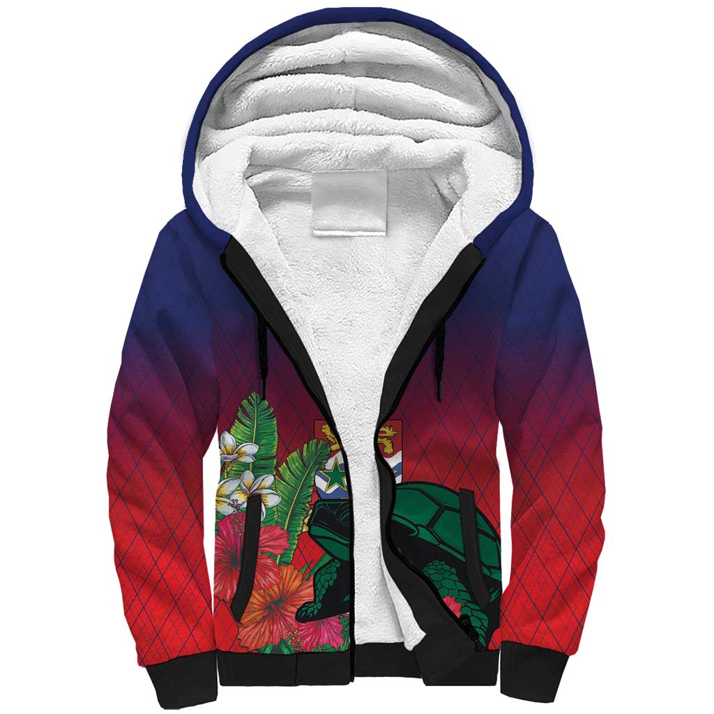 Custom Cayman Islands Sherpa Hoodie Green Turtle Sporty Style - Wonder Print Shop