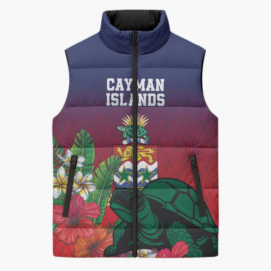 Custom Cayman Islands Sleeveless Puffer Jacket Green Turtle Sporty Style - Wonder Print Shop