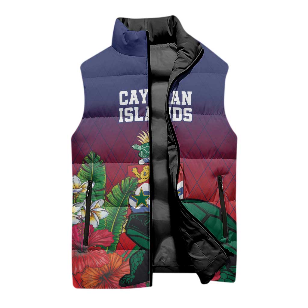 Custom Cayman Islands Sleeveless Puffer Jacket Green Turtle Sporty Style - Wonder Print Shop
