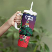 Custom Cayman Islands Tumbler With Handle Green Turtle Sporty Style - Wonder Print Shop