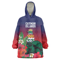Custom Cayman Islands Wearable Blanket Hoodie Green Turtle Sporty Style - Wonder Print Shop