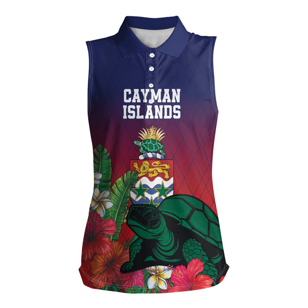 Custom Cayman Islands Women Sleeveless Polo Shirt Green Turtle Sporty Style - Wonder Print Shop