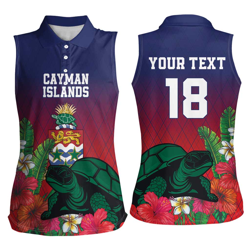Custom Cayman Islands Women Sleeveless Polo Shirt Green Turtle Sporty Style - Wonder Print Shop