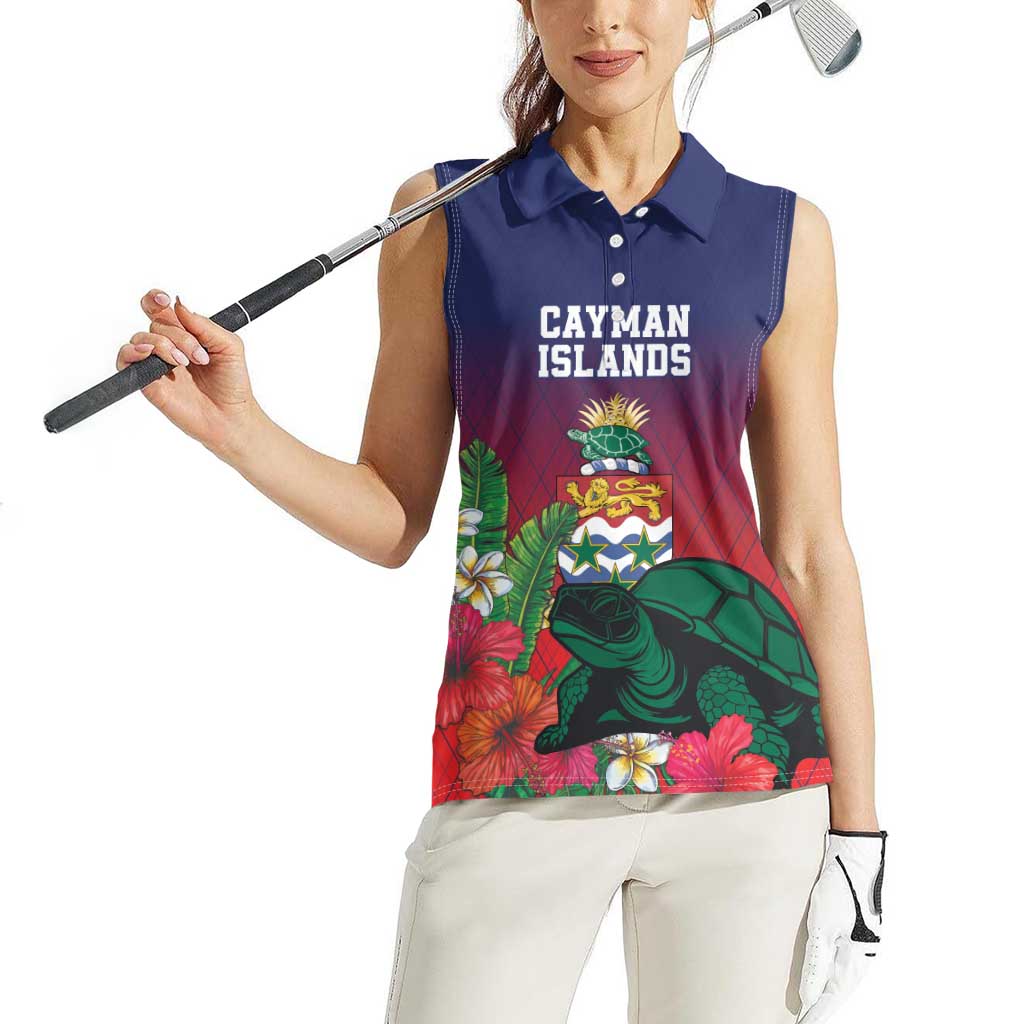 Custom Cayman Islands Women Sleeveless Polo Shirt Green Turtle Sporty Style - Wonder Print Shop