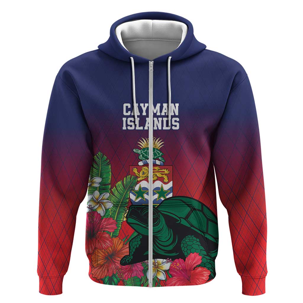 Custom Cayman Islands Zip Hoodie Green Turtle Sporty Style - Wonder Print Shop